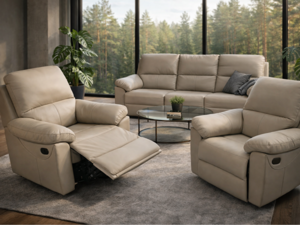 Komplet wypoczynkowy Gemini skóra naturalna funkcja relax