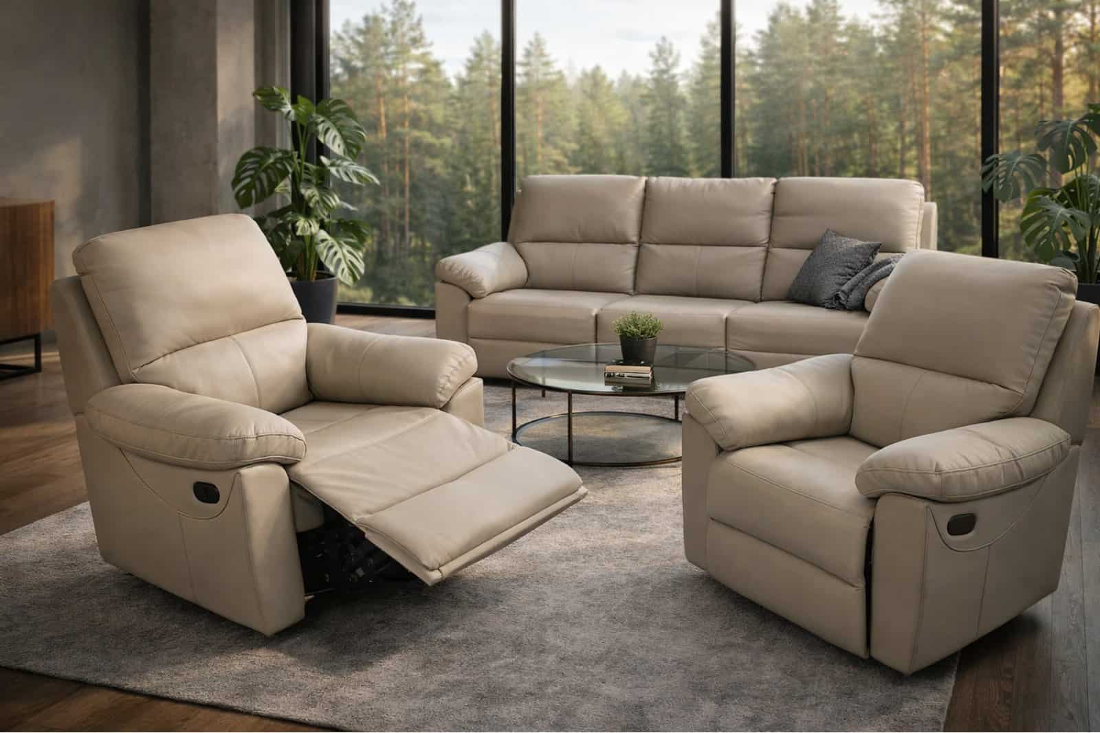 Komplet wypoczynkowy Gemini skóra naturalna funkcja relax