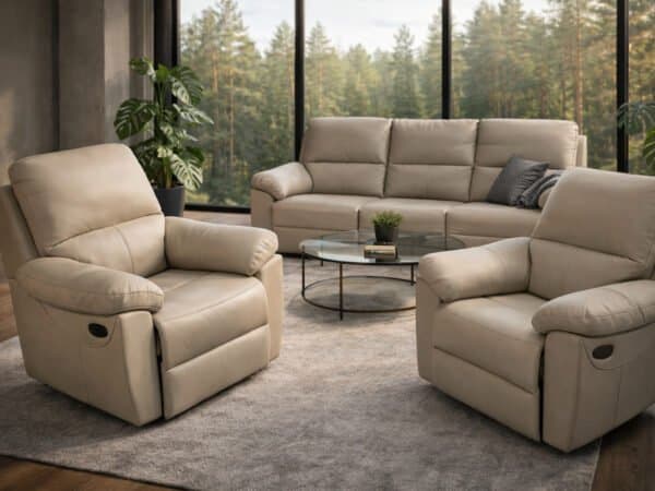 Gemini Komplet wypoczynkowy Gemini skóra naturalna funkcja relax