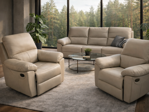 Komplet wypoczynkowy Gemini skóra naturalna funkcja relax