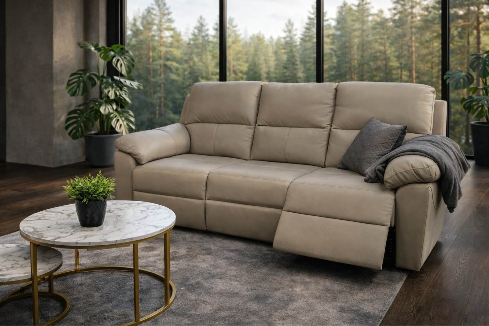 Komplet wypoczynkowy Gemini skóra naturalna funkcja relax