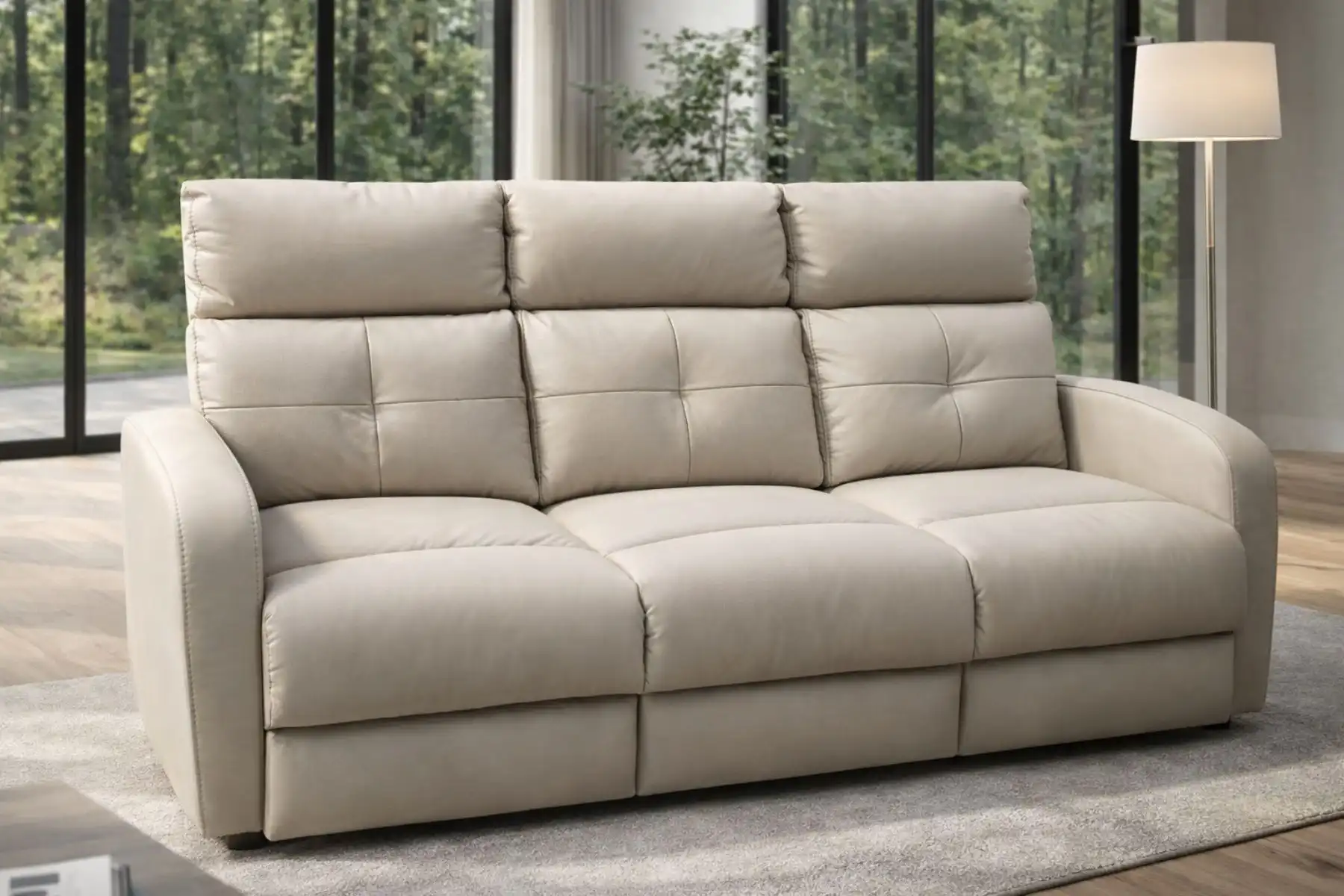 Komplet Vivo, skóra bydlęca- sofa ze spaniem + dwa fotele z funkcją relax