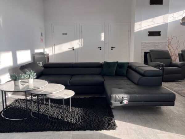 Etno Narożnik Etno, regulowane zagłówki, funkcja spania i pojemnik na pościel, 100% skóra Włoska