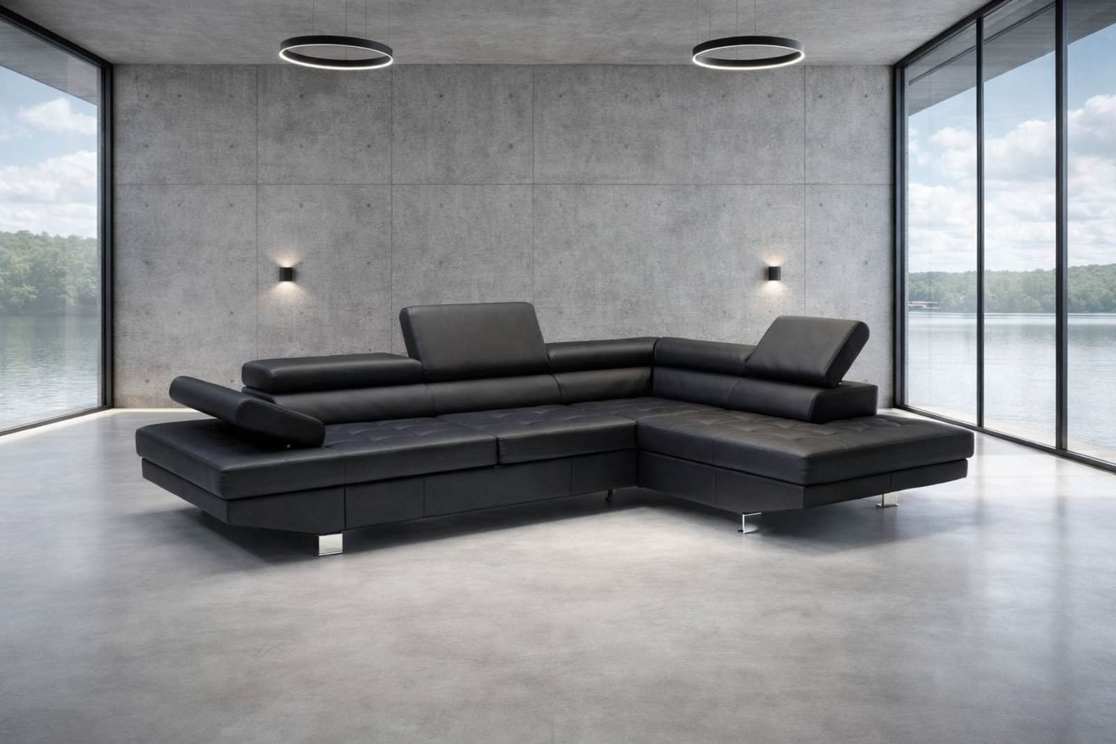 Narożnik Etno, regulowane zagłówki, funkcja spania i pojemnik na pościel, 100% skóra Włoska