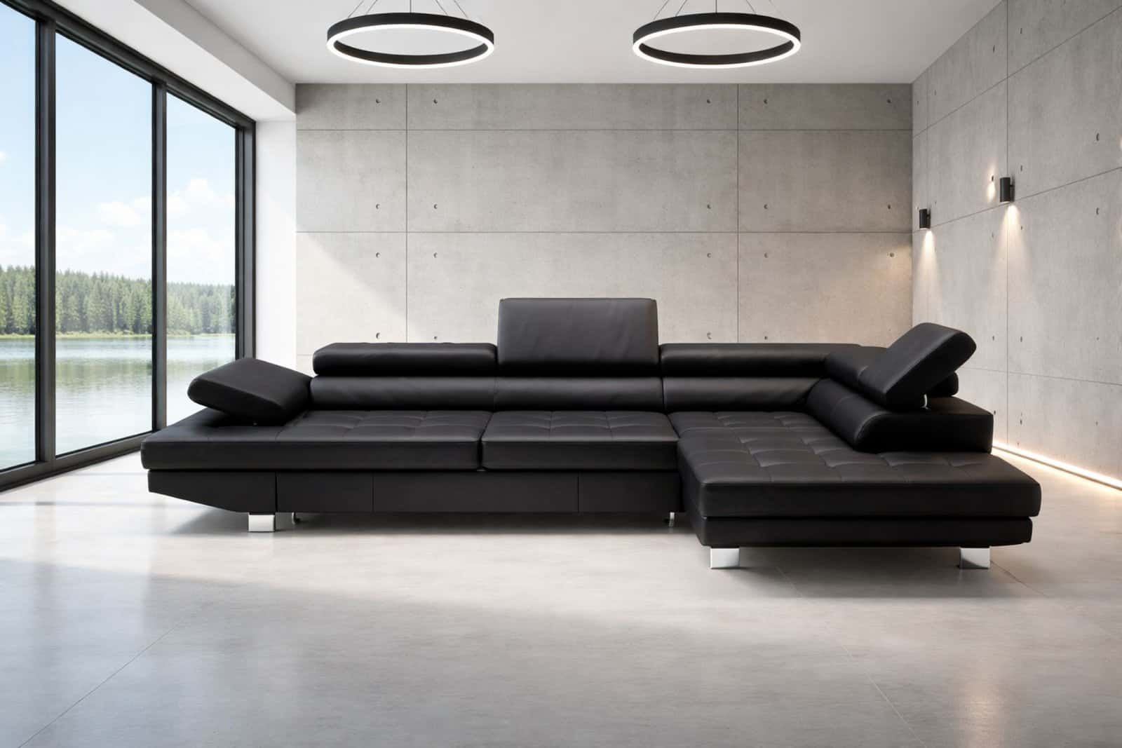 Narożnik Etno, regulowane zagłówki, funkcja spania i pojemnik na pościel, 100% skóra Włoska