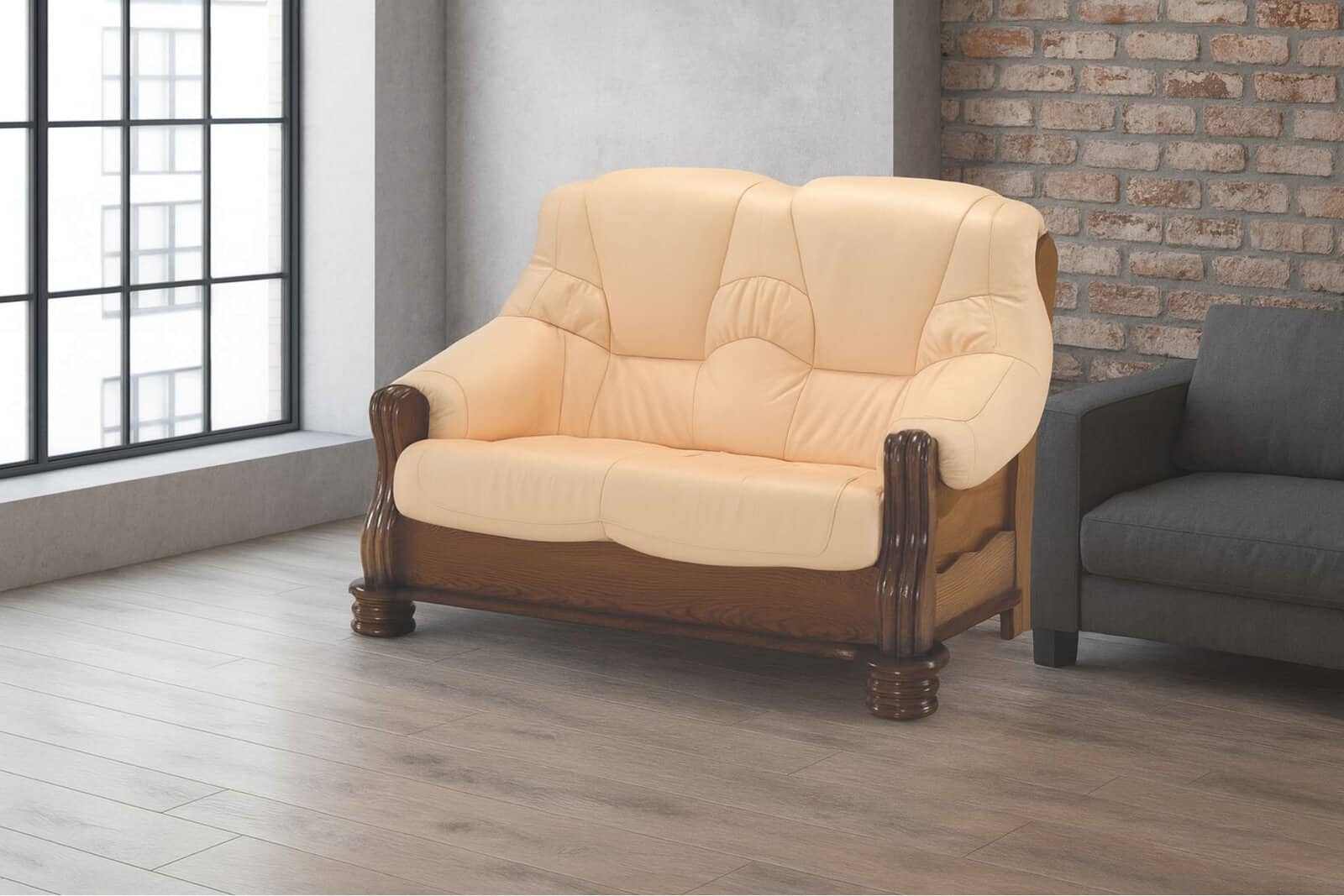 Adam sofa 2 osobowa ze skóry naturalnej, funkcja spania, meble deko