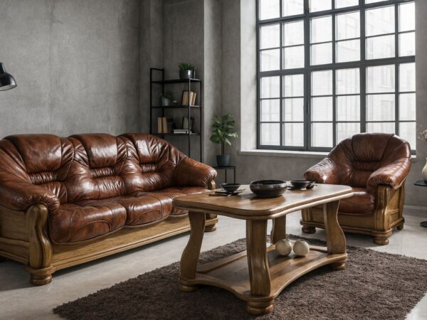 Model LORD skóra naturalna stelaż dębowy kolorystyka do wyboru MEBLE DEKO