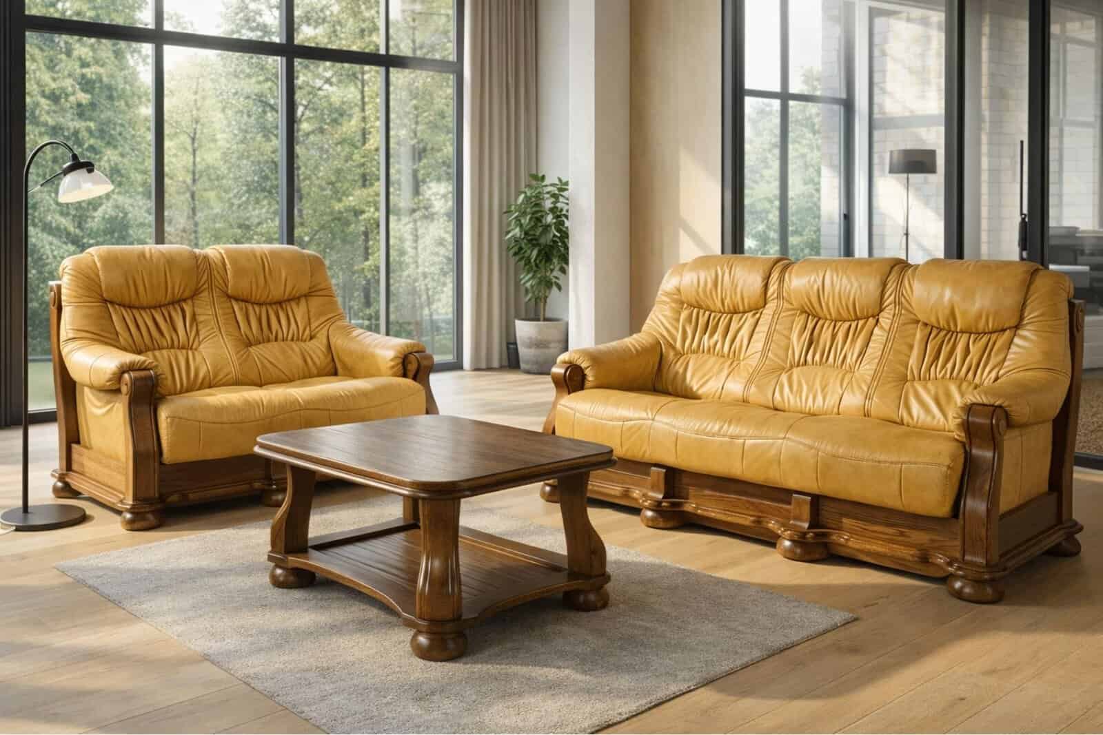 model cezar I skóra naturalna duży mebel wygodny model deko meble , drewno dębowe