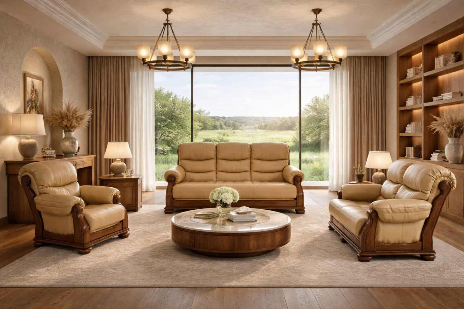 Model Cezar V skóra naturalna stelaż dębowy kolorystyka do wyboru MEBLE DEKO