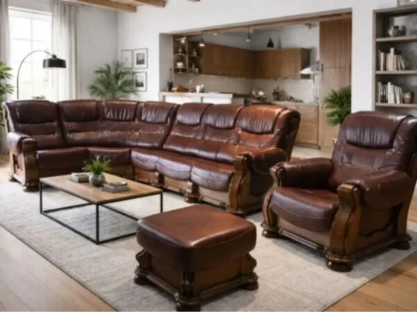 narożnik cezar II skóra naturalna oraz stelaż dębowy styl ponadczasowy