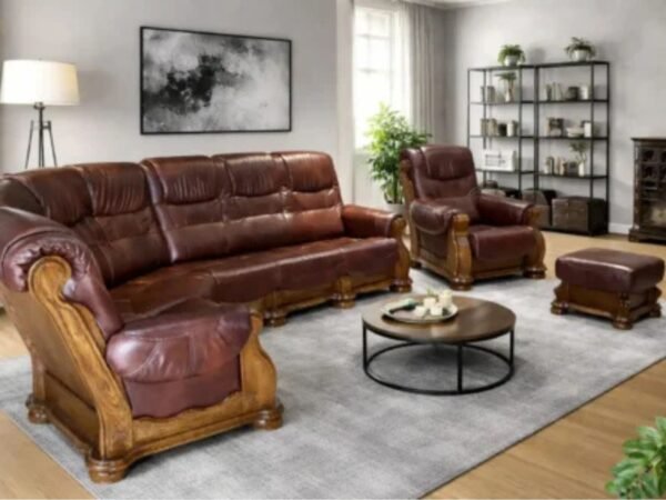 narożnik cezar II skóra naturalna oraz stelaż dębowy styl ponadczasowy