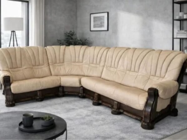 narożnik cezar III skóra naturalna oraz stelaż dębowy styl ponadczasowy