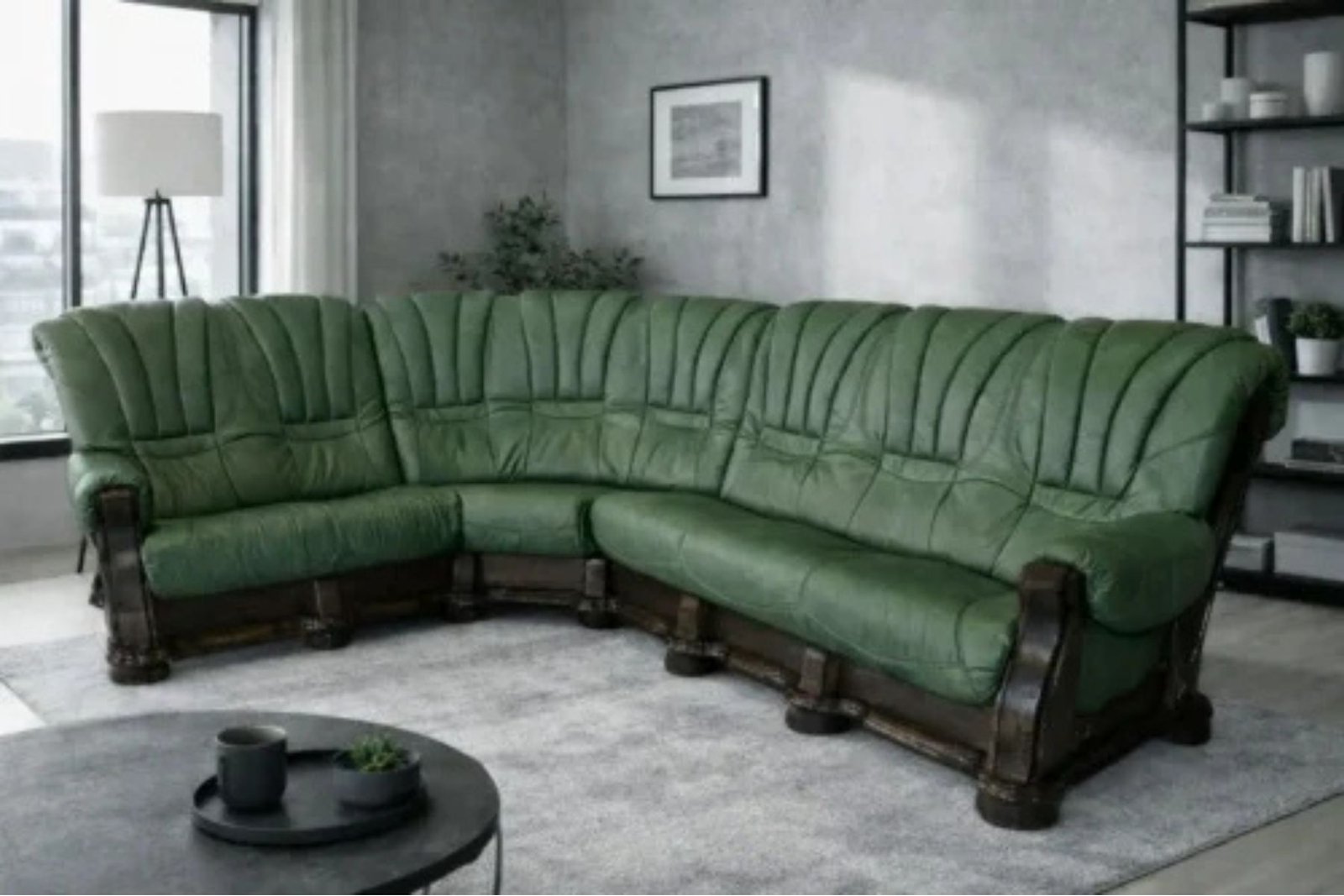 narożnik cezar III skóra naturalna oraz stelaż dębowy styl ponadczasowy