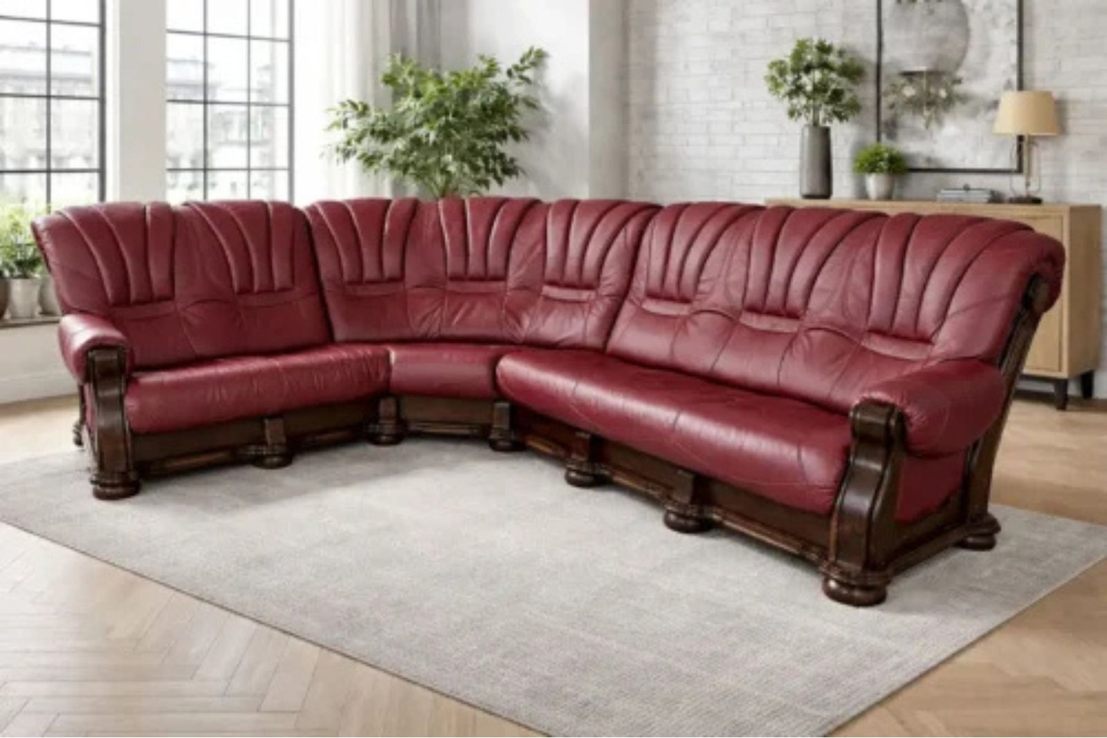 narożnik cezar III skóra naturalna oraz stelaż dębowy styl ponadczasowy