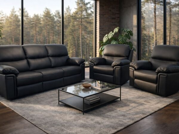 Komplet wypoczynkowy Dakota skóra naturalna + eko funkcja spania oraz relax