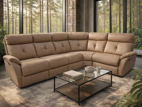 LIMA narożnik skóra naturalna + eko spanie belgijskie i relaks