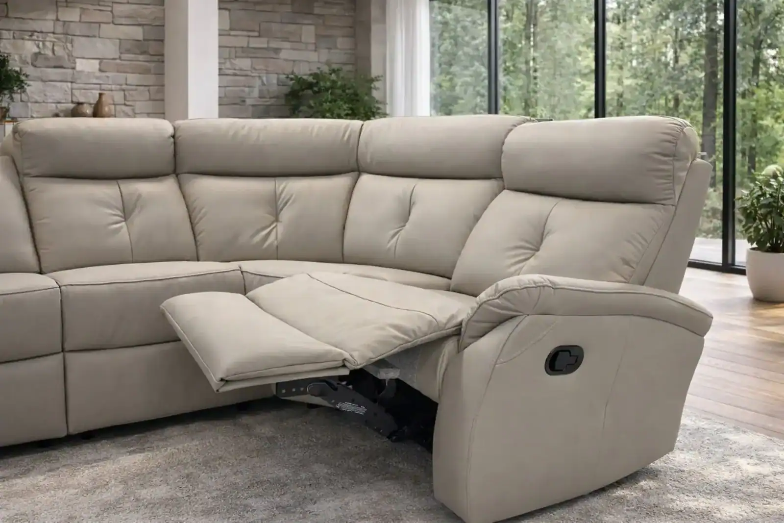 Narożnik Lima skóra+eko, dwie funkcje relax, bardzo mięciutki