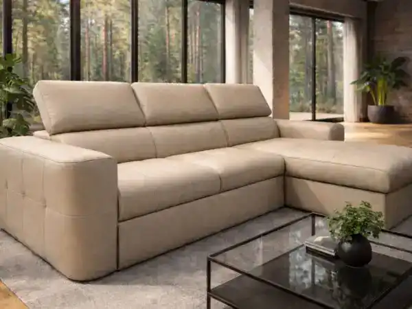 Malibu mały 100% skóra naturalna, regulowane zagłówki, spanie i pojemnik