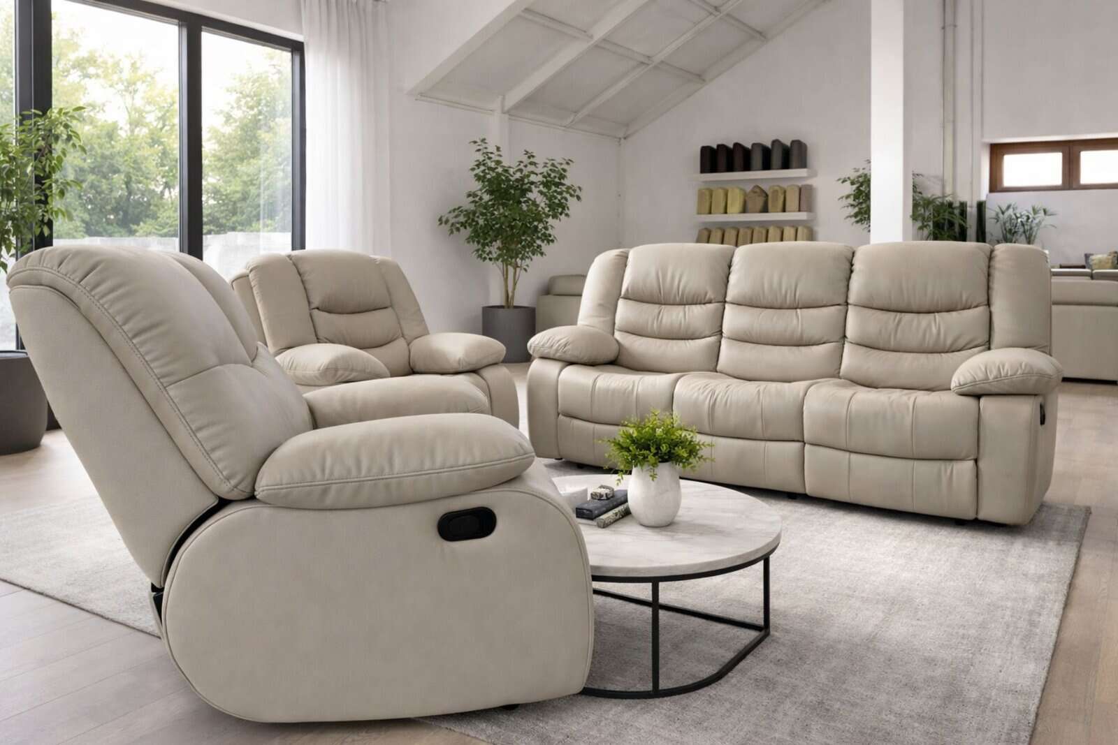 Regis komplet wypoczynkowy, skóra+eko, funkcja spania i funkcja relax