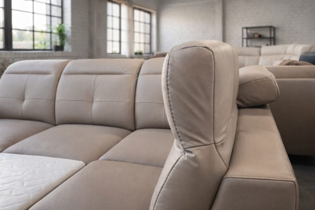 Narożnik Sułtan 100% skóra naturalna, regulowane zagłówki, spanie i pojemnik