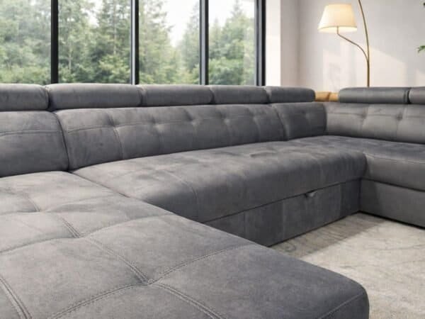 Atlanta Narożnik Atlanta tkanina w ''U'' dwa pojemniki na pościel i funkcja spania