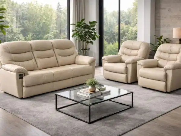 Komplet Tania II ze spaniem i funkcją relax, skóra bydlęca