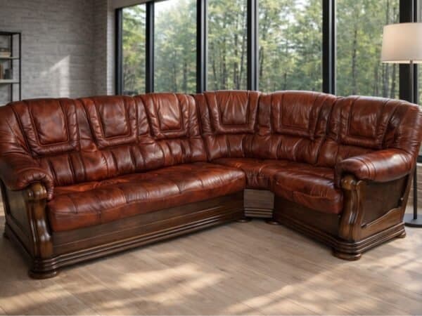 Narożnik Aneta narożnik Aneta II skóra naturalna oraz stelaż dębowy ponadczasowy styl