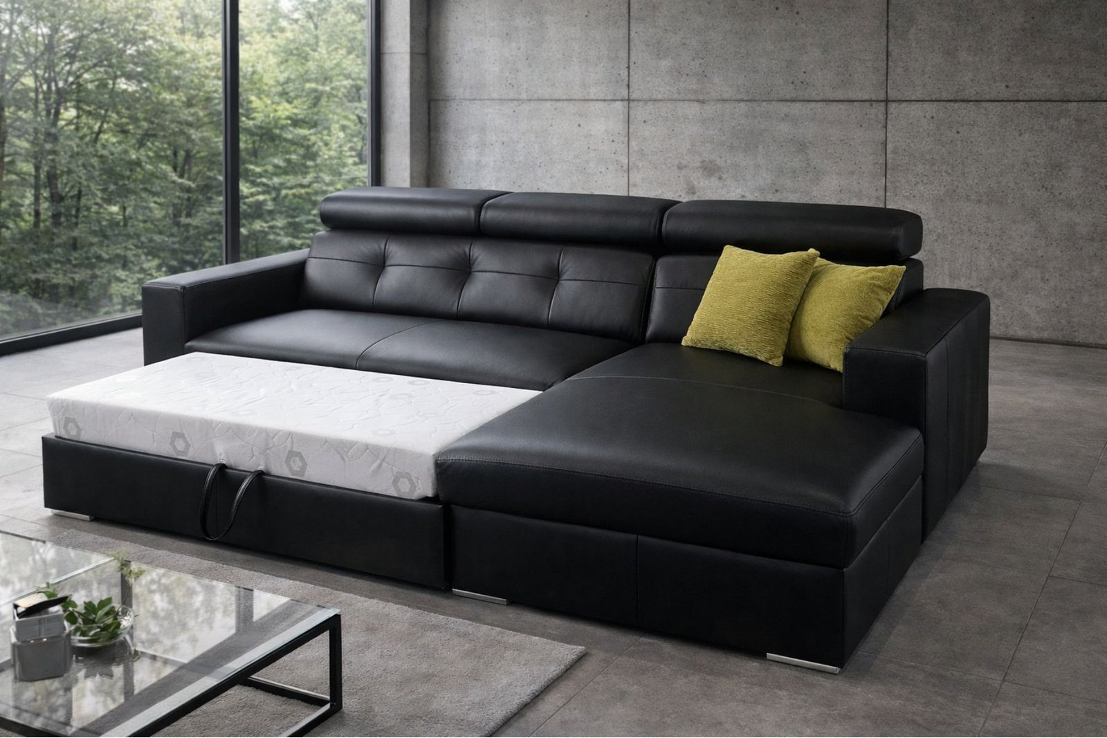 Narożnik Bianko skóra lub tkanina kolor do wyboru funkcja spania oraz pojemnik