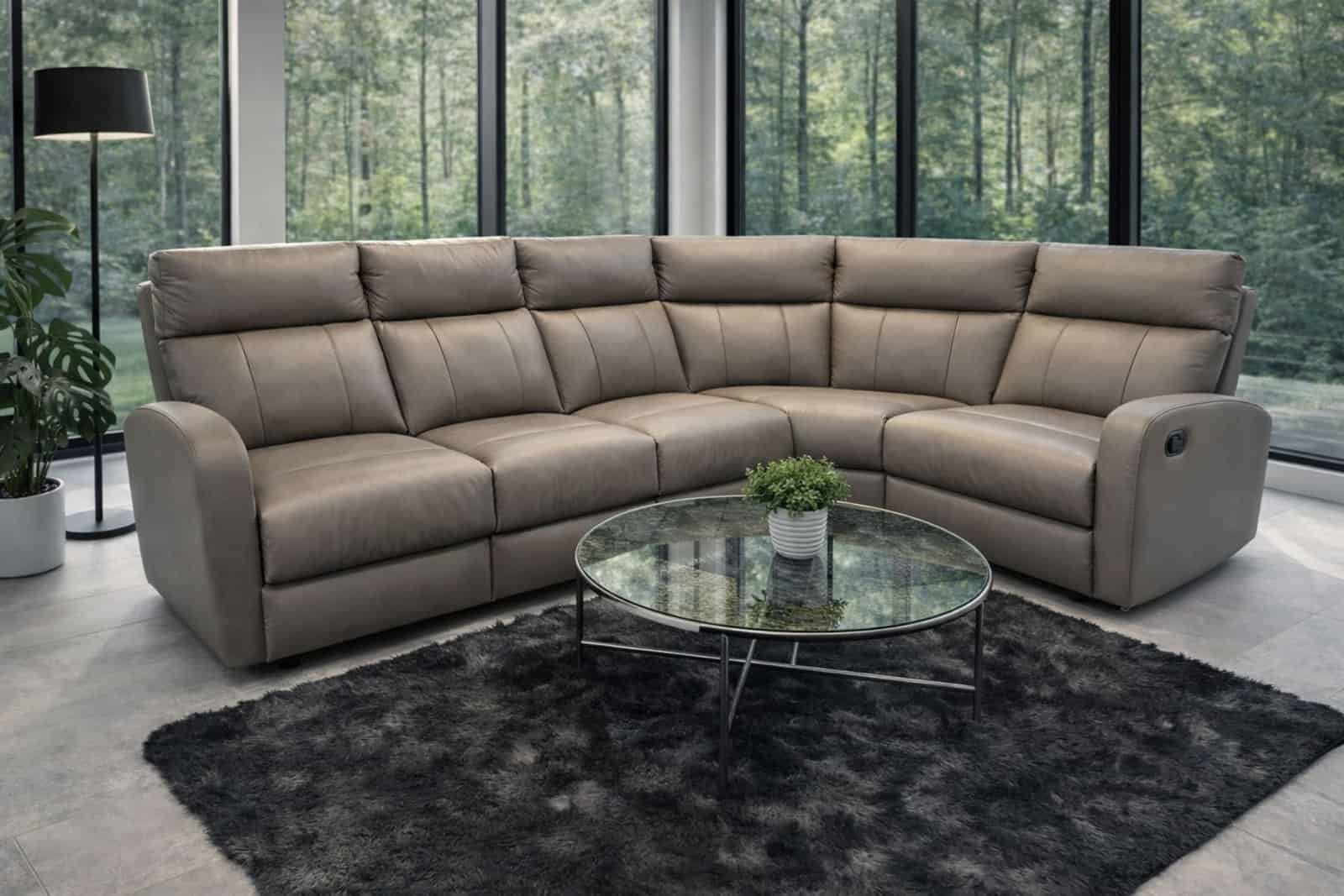 Narożnik Leo skóra+eko, funkcja spania oraz funkcja relax w krótszej części