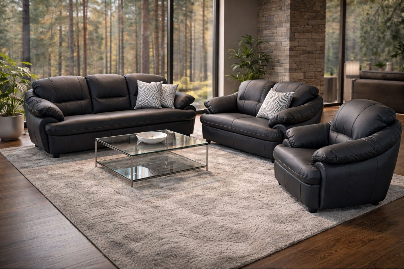 Komplet Tajfun skóra naturalna bydlęca włoska kolor czarny