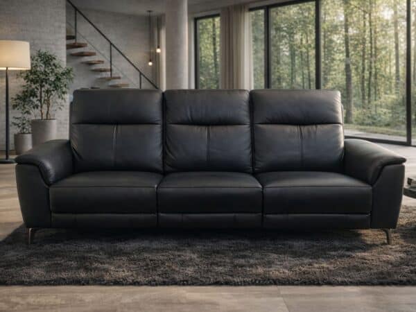 Sofa Moris 3 osobowa z funkcją relaks elektryczną przewodową gruba skóra naturalna