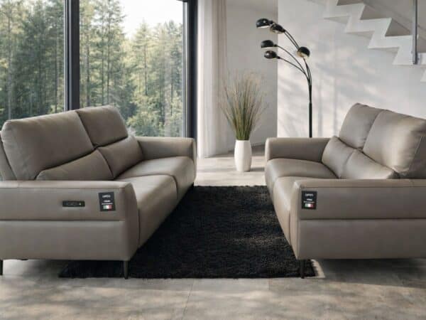 Zestaw Aviano, skóra naturalna wysokogatunkowa gruba, funkcja relaks elektryczna DEKO