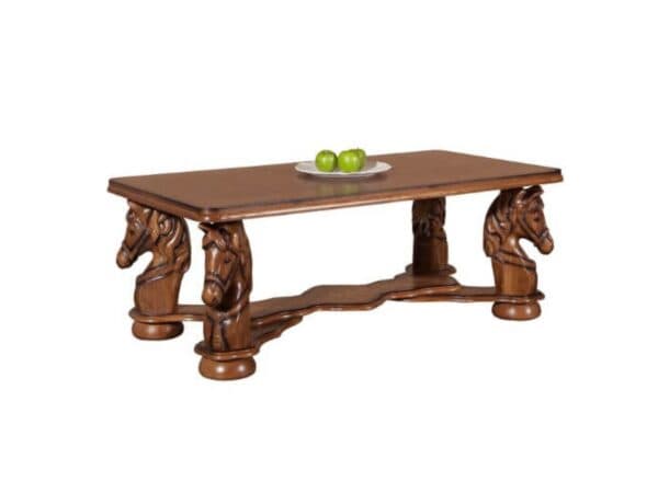 Stylowa ława Mustang, ręcznie rzeźbione konie, kolor do wyboru DEKO