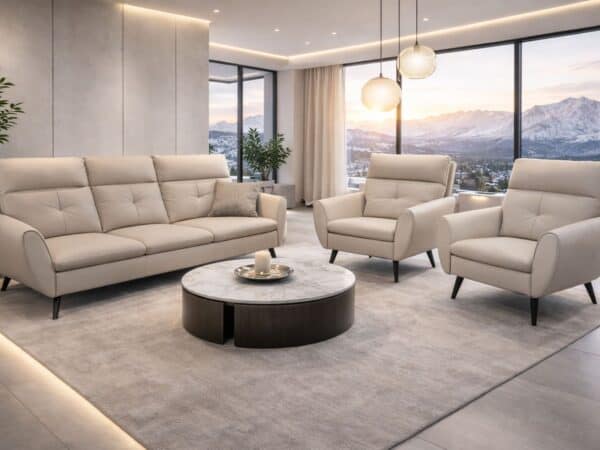 komplet w skórze naturalnej , produkcja polska, Goldi, Salon Meblowy Deko