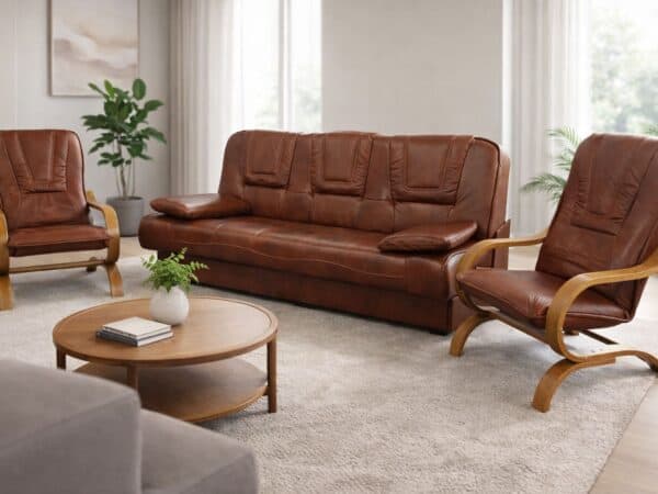 komplet w skórze naturalnej , produkcja polska, Finka , Salon Meblowy Deko
